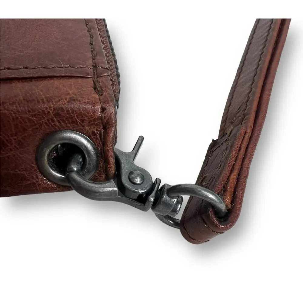 Spikes and Sparrow Brandy Brown Leather Aspen Wristlet Zip Wallet RFID Protected